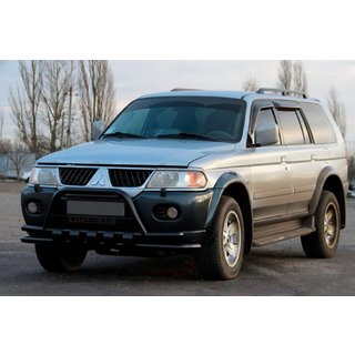 Sprednji zaščitni lok ST015WT Black (nerjavno jeklo) Mitsubishi Pajero Sport 1996–2007 fotografija 1
