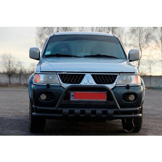 Sprednji zaščitni lok ST015WT Black (nerjavno jeklo) Mitsubishi Pajero Sport 1996–2007 fotografija 2