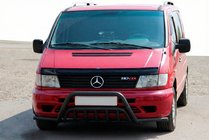 Mercedes Vito W638 1996–2003 Sprednji zaščitni lok s stranskimi cevmi WT002 Plus Black (nerjavno jeklo) fotografija 1