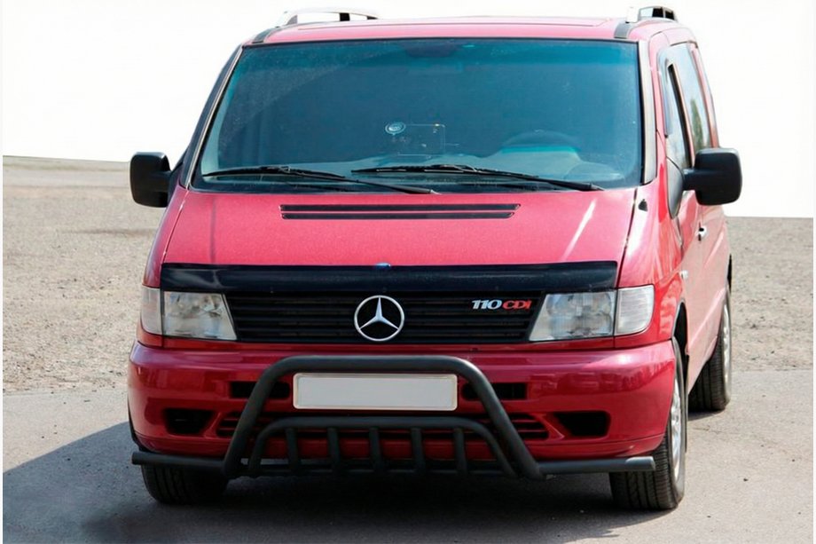 Mercedes Vito W638 1996–2003 Sprednji zaščitni lok s stranskimi cevmi WT002 Plus Black (nerjavno jeklo) Image