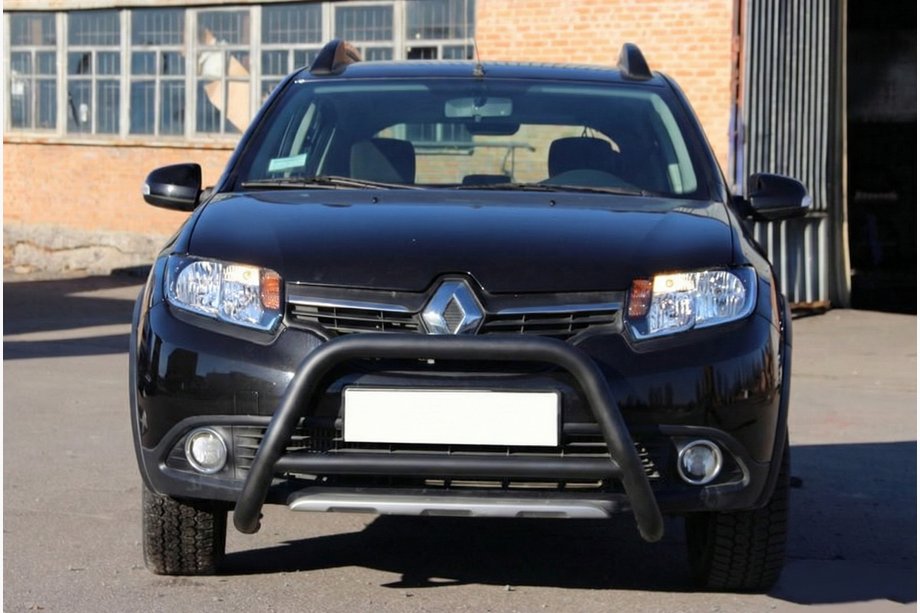 Dacia Sandero 2013–2020 Sprednji zaščitni lok WT006 Black (nerjaveče jeklo) Fotografija 2