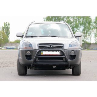 Sprednji zaščitni lok WT022 Black (nerjavno jeklo) Hyundai Tucson JM 2004– fotografija 1