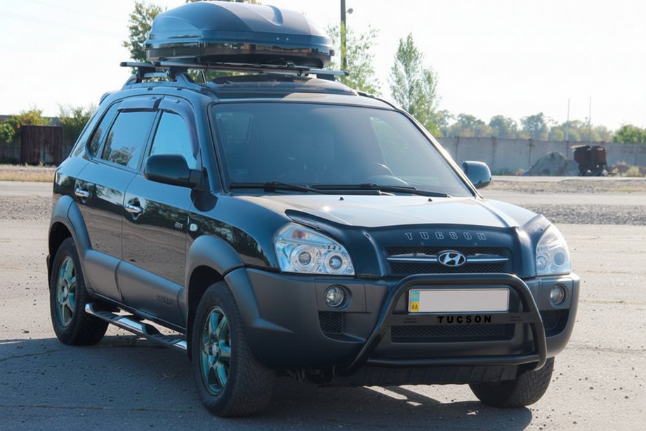 Hyundai Tucson JM 2004– Sprednji zaščitni lok (bullbar) WT025 Black (nerjaveče jeklo) Image
