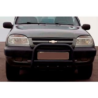Kenguru zaščitna letev QT006 Black (nerjaveče jeklo) Chevrolet Niva 1998–2020