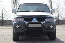 Mitsubishi Pajero Sport 1996–2007 Kenguru zaščitna letev QT006 Black (nerjaveče jeklo) fotografija 1