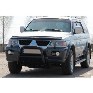 Kenguru zaščitna letev QT006 Black (nerjaveče jeklo) Mitsubishi Pajero Sport 1996–2007 fotografija 3