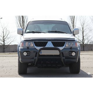 Kenguru zaščitna letev QT006 Black (nerjaveče jeklo) Mitsubishi Pajero Sport 1996–2007 fotografija 1