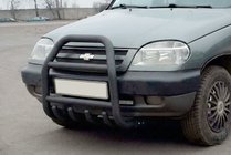 Chevrolet Niva 1998–2020 Zaščitni lok QT007 Black (nerjavno jeklo) fotografija 4