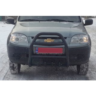 Zaščitni lok QT007 Black (nerjavno jeklo) Chevrolet Niva 1998–2020 fotografija 2