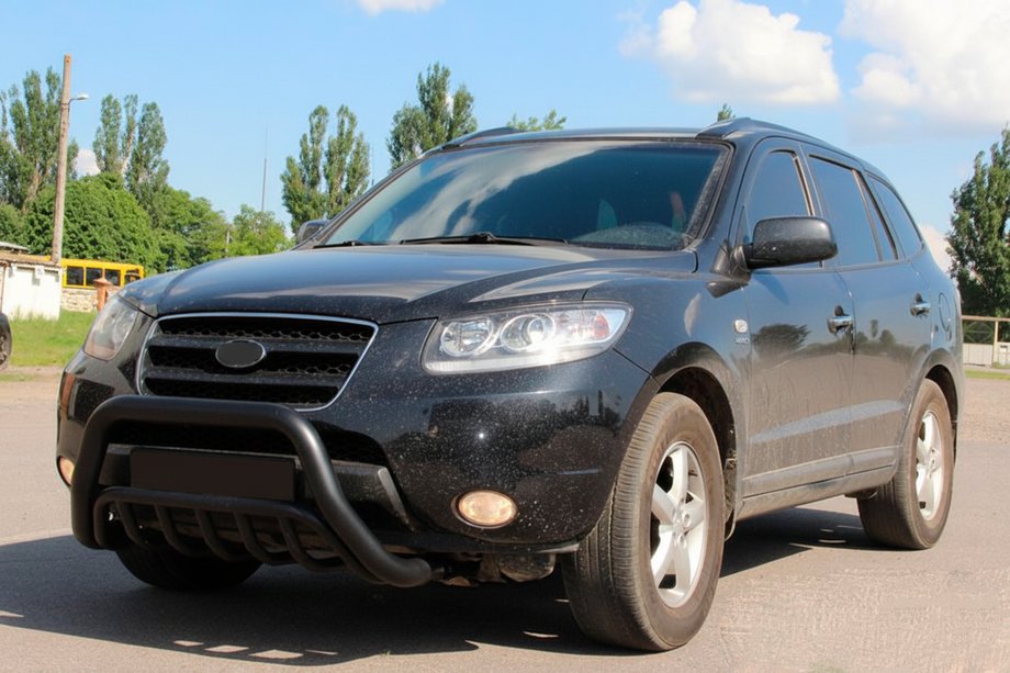 Hyundai Santa Fe 2 2006–2012 Sprednji zaščitni lok (bullbar) WT002 Black (nerjaveče jeklo) Image