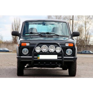 Zaščitni lok (bullbar) QT007 Black (nerjavno jeklo) Lada Niva in Urban 1977– fotografija 1