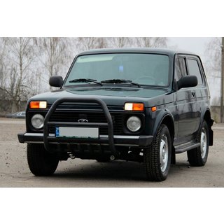 Zaščitni lok (bullbar) QT007 Black (nerjavno jeklo) Lada Niva in Urban 1977– fotografija 2
