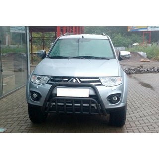 Sprednji zaščitni lok WT002 Black (nerjaveče jeklo) Mitsubishi Pajero Sport 2008–2015 fotografija 1