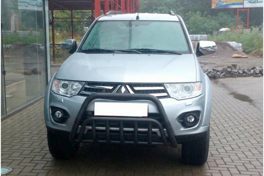 Mitsubishi Pajero Sport 2008–2015 Sprednji zaščitni lok WT002 Black (nerjaveče jeklo) Fotografija 1