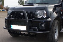Suzuki Jimny 1998–2018 Prednji zaščitni lok (kenguru) QT007-Exclusive Black (z napisom, nerjaveče jeklo) fotografija 6