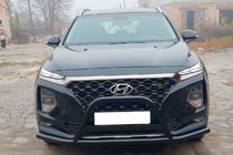 Hyundai Santa Fe 4 2018–2023 Prednji zaščitni lok (bullbar) z "brki" WT006 Black (nerjaveče jeklo) fotografija 2