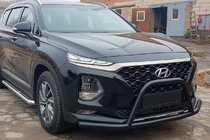 Hyundai Santa Fe 4 2018–2023 Prednji zaščitni lok (bullbar) z "brki" WT006 Black (nerjaveče jeklo) fotografija 3