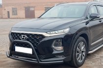 Hyundai Santa Fe 4 2018–2023 Prednji zaščitni lok (bullbar) z "brki" WT006 Black (nerjaveče jeklo) fotografija 1
