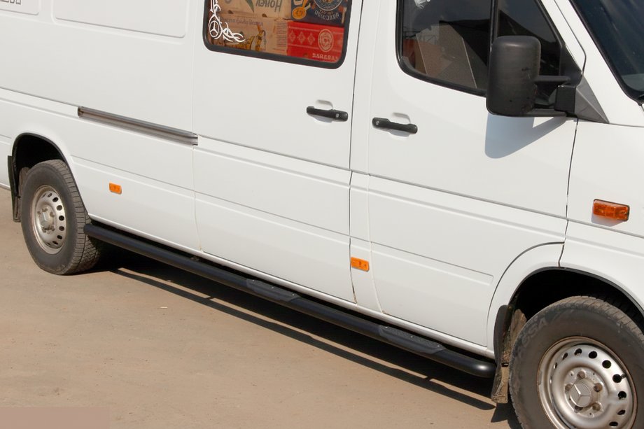 Mercedes Sprinter W901/902/903/904/905 1995–2006 Stranske cevi Black (2 kos, nerjaveče jeklo) Dolga medosna razdalja, d70 Image