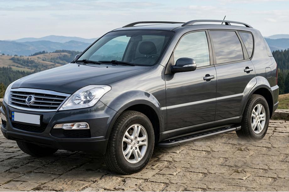 SsangYong Rexton I 2001–2017 Stranske stopnice RedLine Black (2 kosa, aluminij) Image