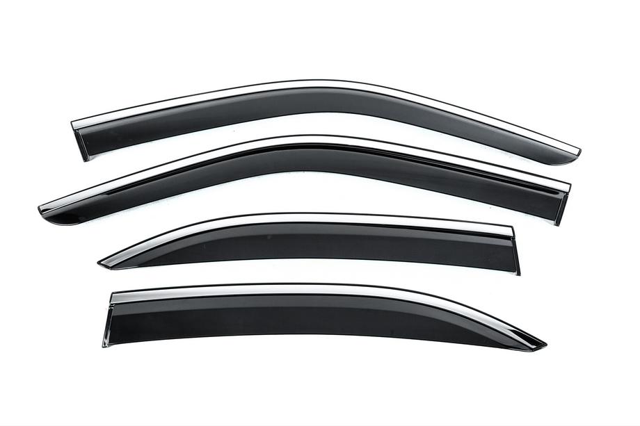 Mercedes E-class W210 1995–2002 Vetrni deflektorji oken s kromirano letvijo Niken Luxury (4 kosi) Image