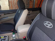 Hyundai Santa Fe 2 2006–2012 Avtomobilske prevleke za sedeže (eko usnje↗tkanina, Premium) fotografija 7