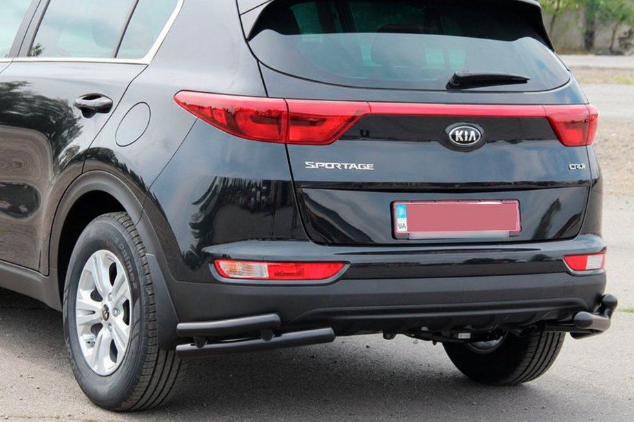 Kia Sportage 2015–2021 Zadnji dvojni vogalni ščitniki AK003-подвійний Black (nerjavno jeklo) Image