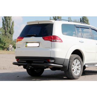 Zaščita zadnjega odbijača AK003-Special Black (2 kosa, nerjavno jeklo) Mitsubishi Pajero Sport 2008–2015 fotografija 1
