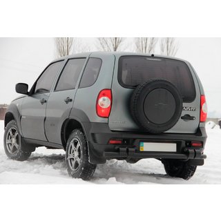 Zadnji zaščitni lok AK015 Black (nerjaveče jeklo) Chevrolet Niva 1998–2020 fotografija 3
