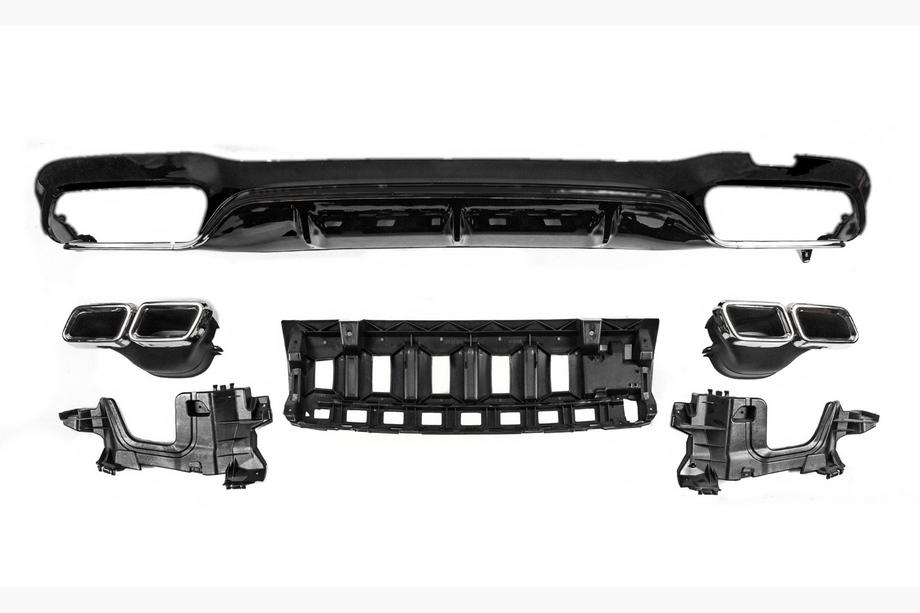 Mercedes Razred E W213 2016–2023 Zadnji difuzor z izpusnimi nastavki E63-Design Black (za AMG/AMG-Line 2016-2020) Image
