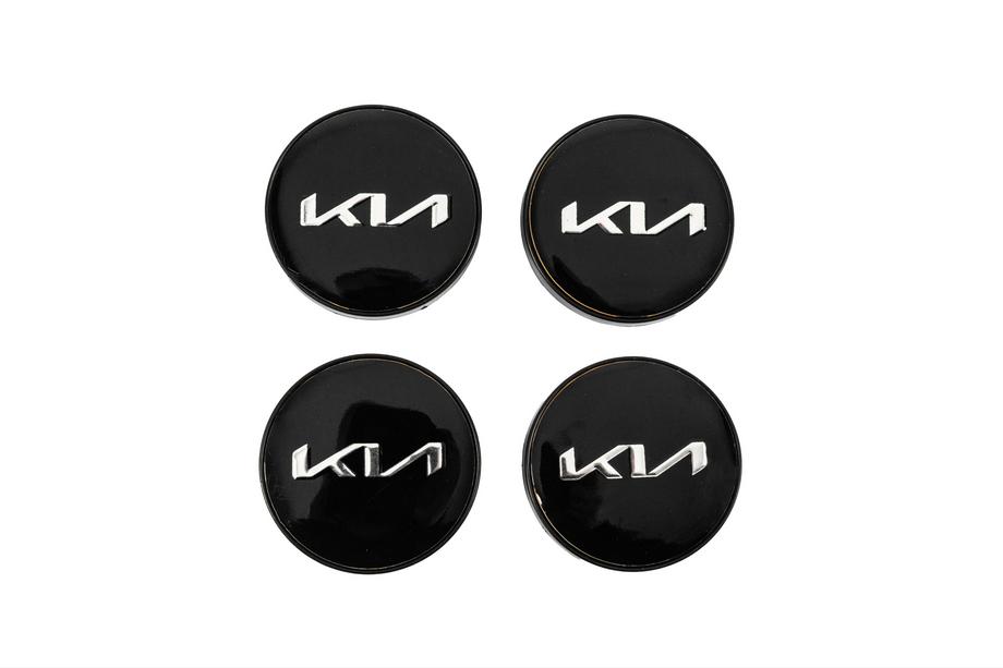 KIA Sredinske kapice za platišča 60/56 mm (črne s kromom, 4 kosi) Fotografija 1