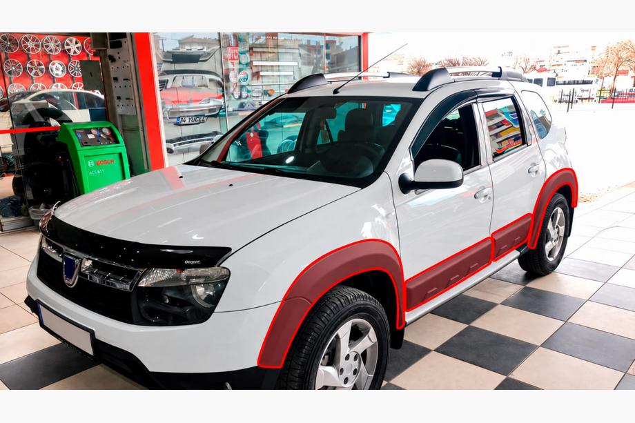 Renault Duster 2008–2017 Nastavki blatniških lokov z letvicami EuroCap (12 kos, gladki, mat črna, ABS) Fotografija 1