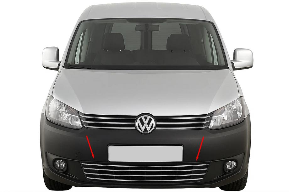 Volkswagen Caddy 2010–2015 Enodelna maska v odbijaču (nerjavno jeklo) Image