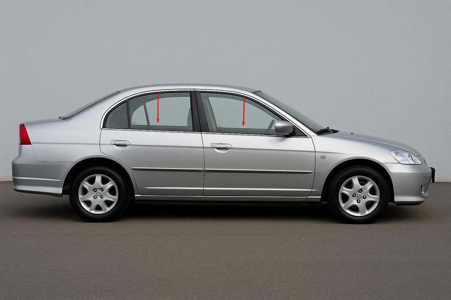 Honda Civic Sedan VII 2001–2006 Zunanja okenska obroba (4 kosi, inox) OmsaLine - italijansko nerjavno jeklo Image