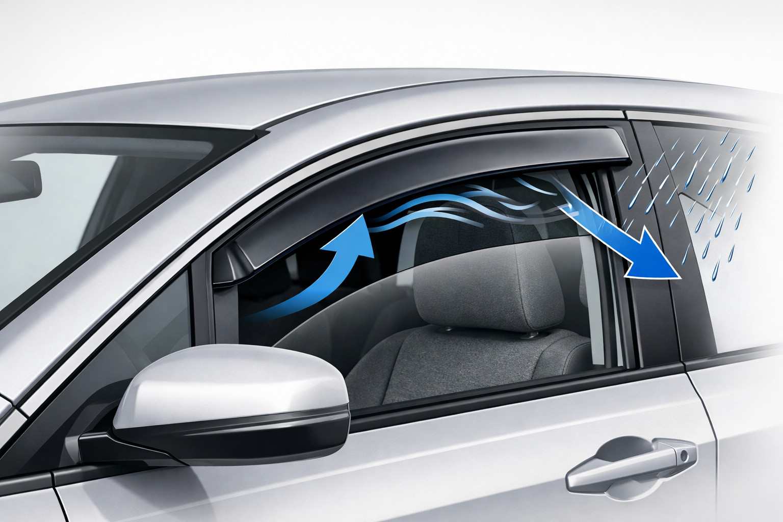Kateri vetrni deflektorji prezračijo kabino brez dežja v notranjost