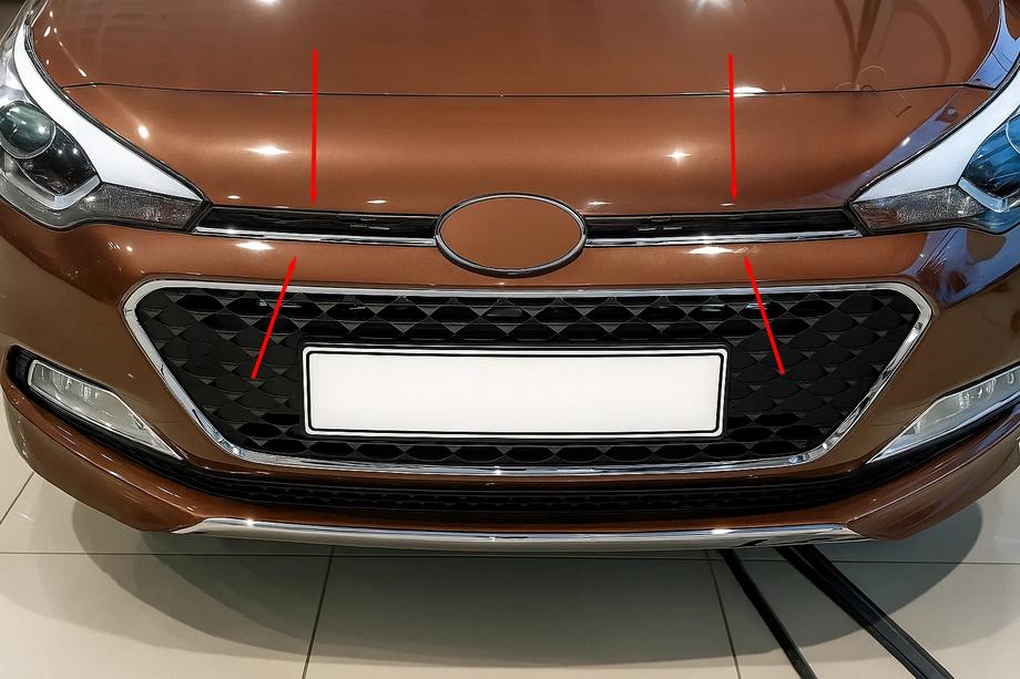 Hyundai I-20 2014–2020 Nerjaveče okrasne letvice za masko 2014-2018 (2 kos) Image