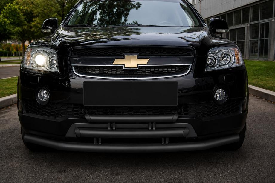 Chevrolet Captiva 2006–2019 Sprednja trojna zaščitna cev Black (nerjaveče jeklo) Image