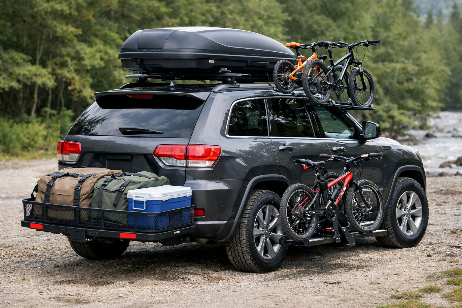 Kaj namestiti na Jeep Grand Cherokee WK2 za družino in težko prtljago