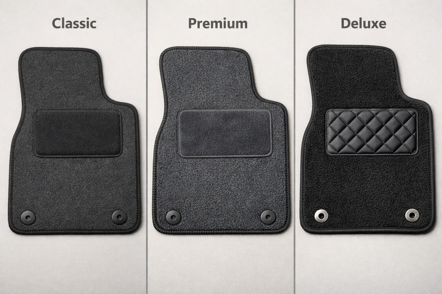Tekstilni tepihi Classic, Premium ali Deluxe: katero stopnjo izbrati