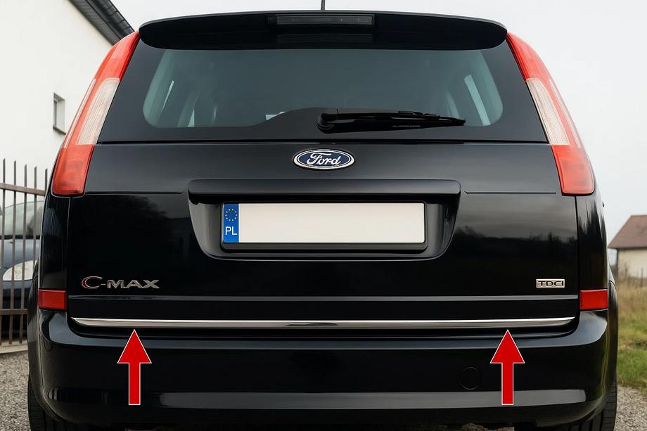 Ford C-Max 2004–2010 Zaščitna letev roba prtljažnika (nerjaveče jeklo) Image