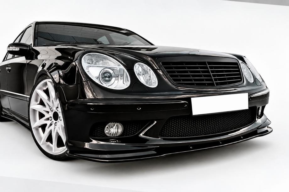 Mercedes E-class W211 2002–2009 DPT sprednji lip spojler (za AMG, 2002-2006, sijajno črna) Image