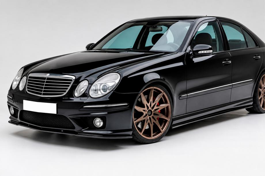 Mercedes E-class W211 2002–2009 Sprednji lip dodatek DPT (Za AMG, 2006-2009, sijajno črna) Image