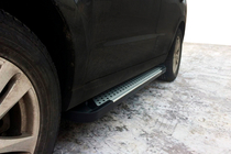 Hyundai Santa Fe 2 2006–2012 Stranske stopnice Allmond Grey (2 kosa, aluminij) fotografija 3