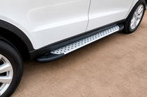 Hyundai Santa Fe 2 2006–2012 Stranske stopnice Allmond Grey (2 kosa, aluminij) fotografija 1