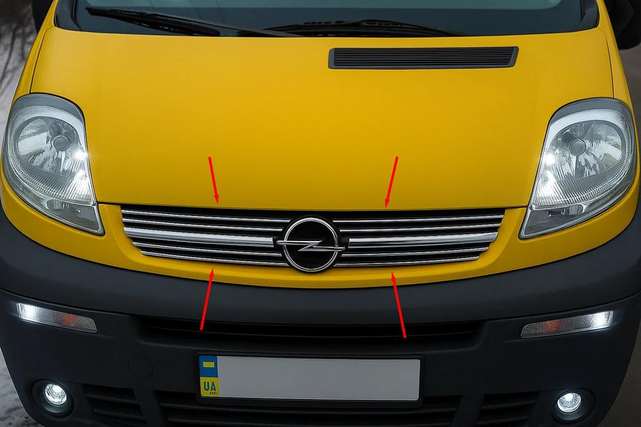 Opel Vivaro 2001–2015 Kromirani okrasni pokrovi maske 2001-2007 (8 kos, nerjaveče jeklo) Image