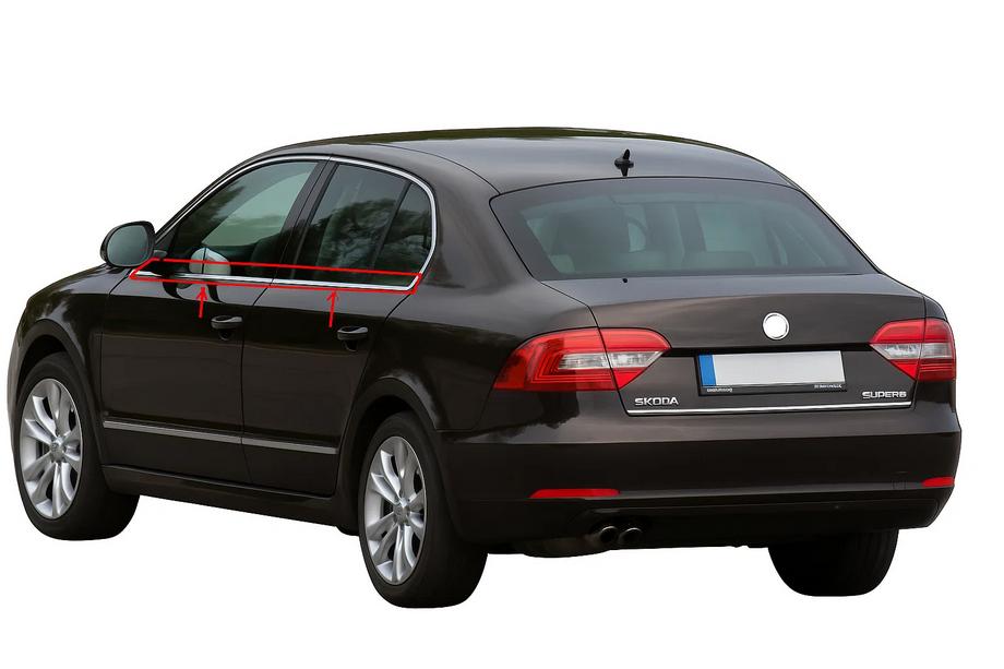 Skoda Superb 2009–2015 Okenske obrobe (4 kosi, nerjavno jeklo) Image