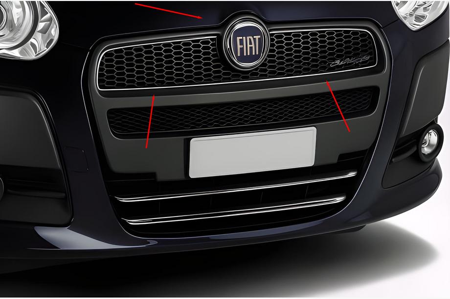 Fiat Doblo II 2010–2022 Okrasne obrobe maske hladilnika (2010-2015, zgornje, nerjavno jeklo) Image