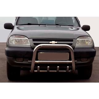 Prednji zaščitni lok QT006 (nerjaveče jeklo) Chevrolet Niva 1998–2020 fotografija 1