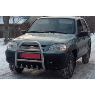 Kenguru zaščitni lok QT007 (nerjaveče jeklo) Chevrolet Niva 1998–2020 fotografija 3