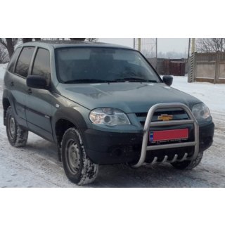 Kenguru zaščitni lok QT007 (nerjaveče jeklo) Chevrolet Niva 1998–2020 fotografija 4